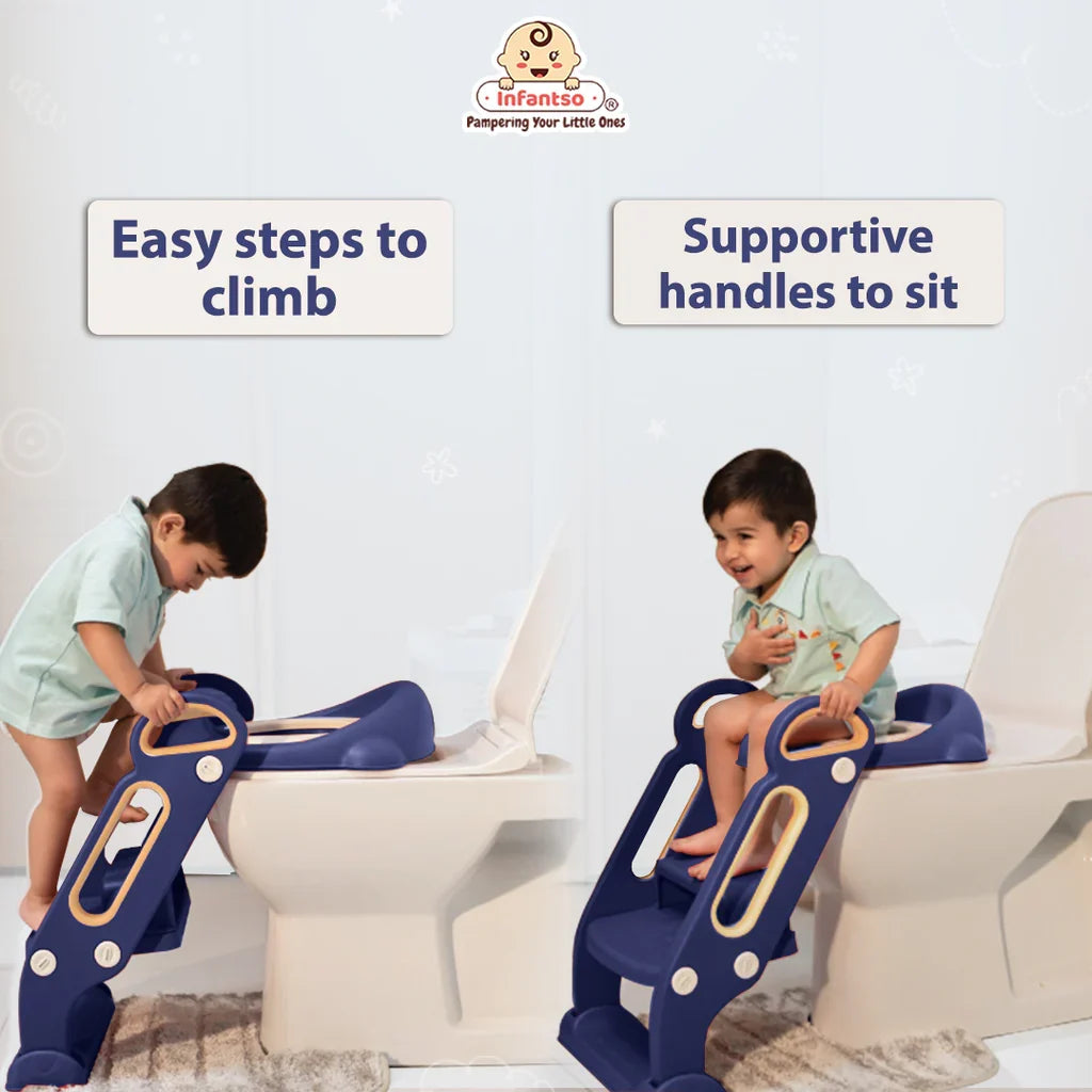 2 in 1 Foldable Potty Training Toilet Seat & Ladder | Soft Cushion & Anti-Slip