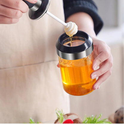 250ml Kitchen Condiment Jar  Glass Seasoning Bottle With Honey Brush
