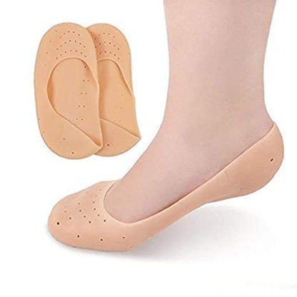 2 Pair (4PCS) Anti Crack Full Length Silicone Foot Protector Moisturizing Socks for Foot-Care and Heel Cracks