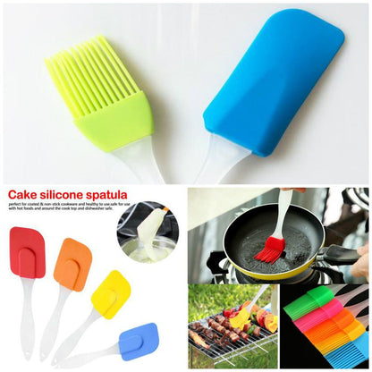 2 Pair (4PCS) - Spatula & BBQ Oil Brush - Silicone Acrylic Transparent Spatula - Silicone Acrylic Transparent Brush