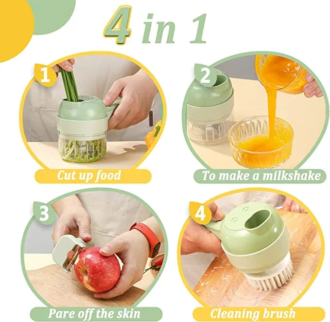 Rechargeable 4 In 1 Handheld Vegetable Cutter Chopper