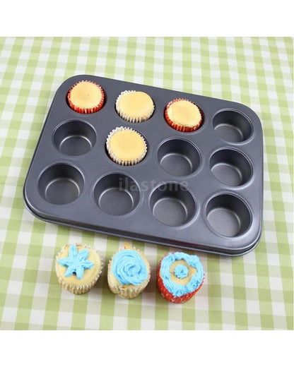 12 Hole Cupcake Tray, Muffin Pan non stick cupcake baking pan kitchen utensil