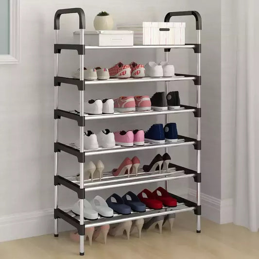 6 Layer shoe rack Tier Colored stainless steel Stackable shoe rack organizer [free home delivery]