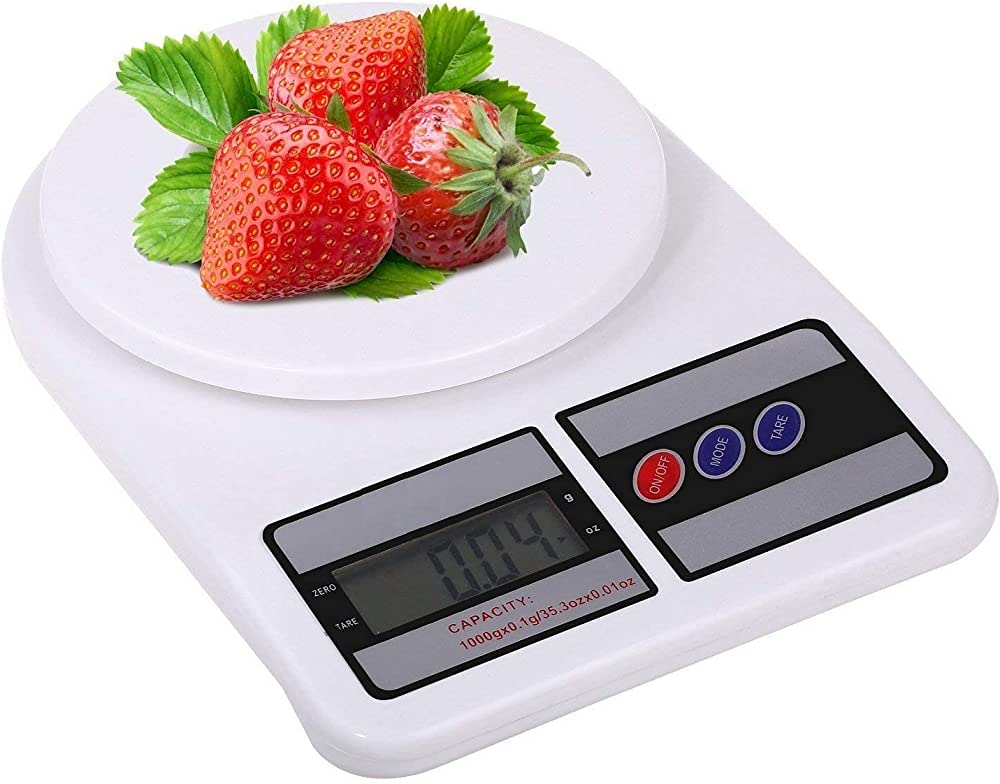 Digital Kitchen Weighing Machine Multipurpose Electronic Weight Scale with Backlit LCD Display for Measuring Food, Cake, Vegetable, Fruit