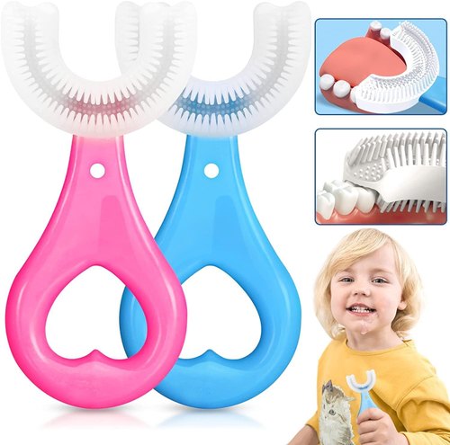 (Pack of 2) Silicone Baby U shaped Tooth Brush, Gum Protector Soft Toothbrush