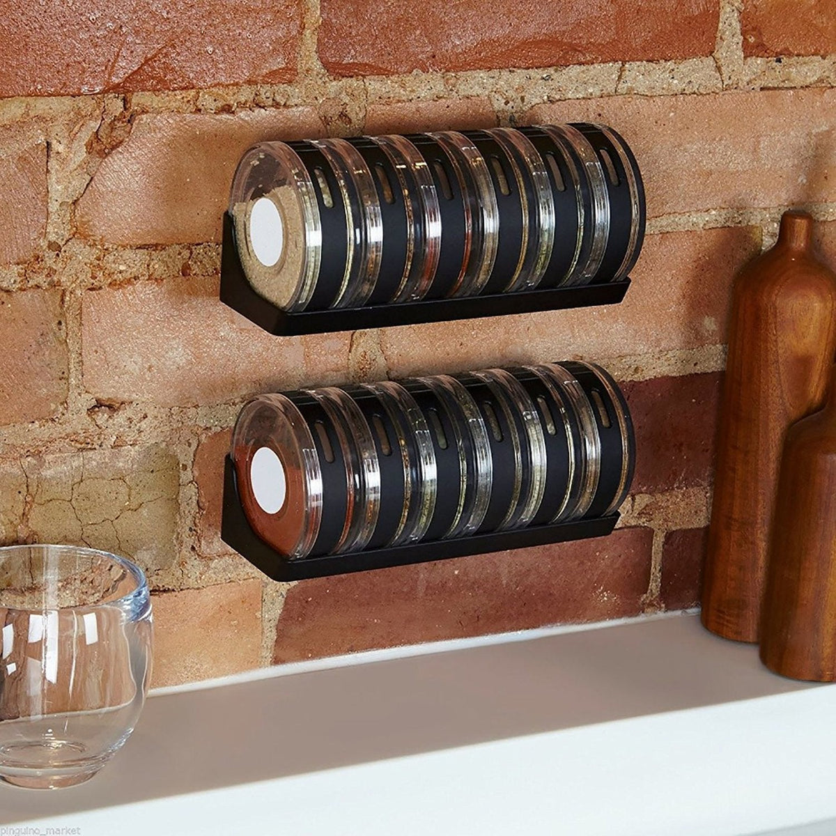 Cylinder Spice Rack Seasonings Tray-Set Of 6