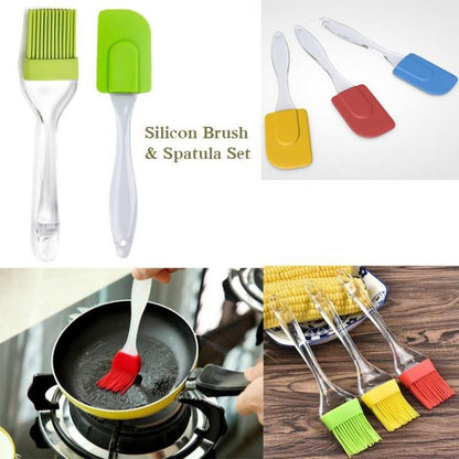 2 Pair (4PCS) - Spatula & BBQ Oil Brush - Silicone Acrylic Transparent Spatula - Silicone Acrylic Transparent Brush