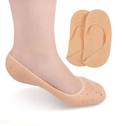 2 Pair (4PCS) Anti Crack Full Length Silicone Foot Protector Moisturizing Socks for Foot-Care and Heel Cracks