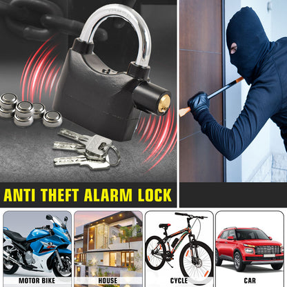 ( FREE HOME DELIVERY ) Alarm Lock Padlock Anti-Theft Security System Door Safety Lock (Black)