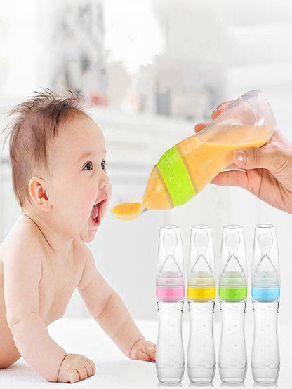 Silicone Baby Spoon Feeder squeezy Baby Food Dispensing Spoon