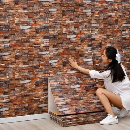 3D Brick Design Self-Adhesive Waterproof Foam Sheet 3D PE Foam Wallpaper
