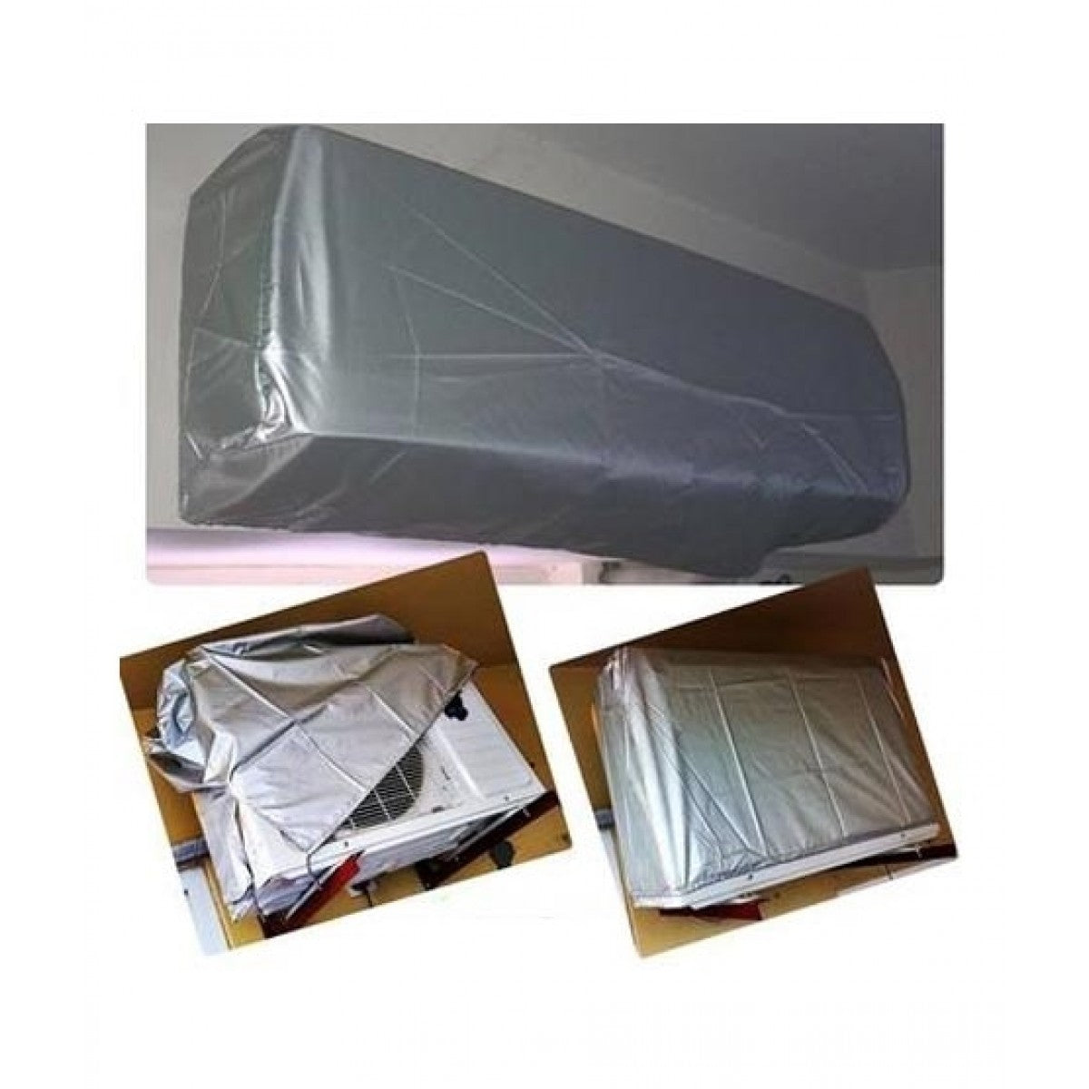 Pack of 2 Dust proof Ac Cover For Indoor & Outdoor Unit - 1.5 Ton -Parachute Silver 100% Water Proof
