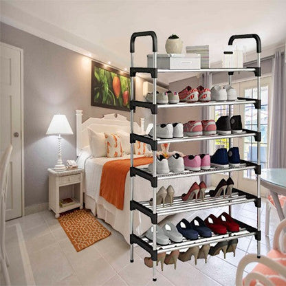 6 Layer shoe rack Tier Colored stainless steel Stackable shoe rack organizer [free home delivery]