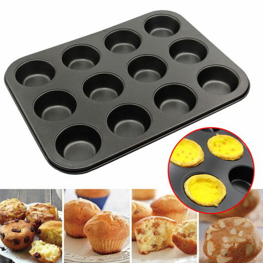 12 Hole Cupcake Tray, Muffin Pan non stick cupcake baking pan kitchen utensil
